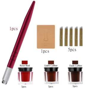 Manual Pen Microblading Tattoo Machine  with  Needles Ink Practice Skin  for Permanent Makeup Eyebrow Tattoos Gun