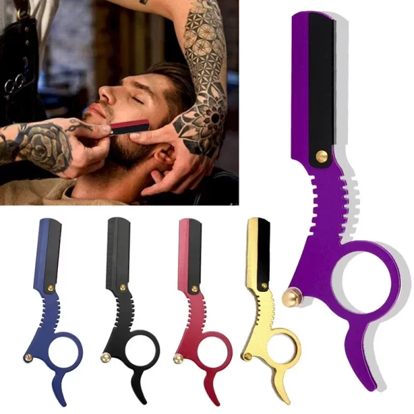 Foldable Barber Razor Haircut Beard Eyebrow Portable Shaving Tool Depilation Razor Hairdresser Trimming Blades Replaceable