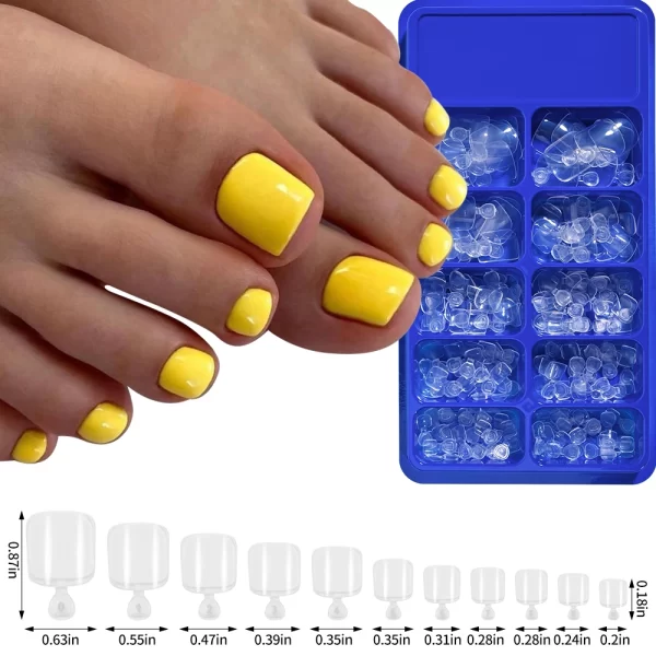 100Pcs Solid Color False Toenail Tips Nude Pink/Purple Acrylic Artificial Fake Toenails Press On Toenail Short Square Toenails - Image 2
