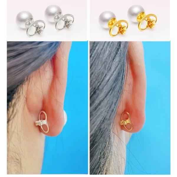 4pcs Big Earring Lifters Metal Earring Stoppers Backings Pierced Safety Ear Backs Replacement Backstops for Women Girls - Image 3