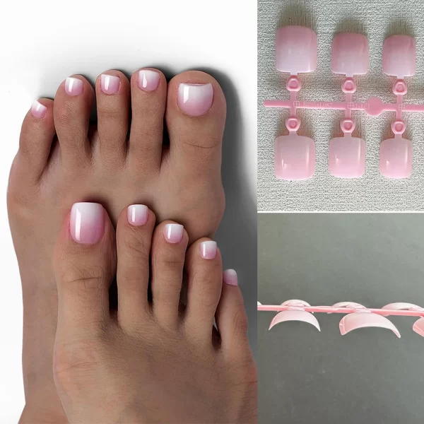 120pcs Gradient Short Ballet Press on Toenails Wearable Simple Nude Color False Toe Nails Full Cover Finished False Nail Tips *& - Image 3