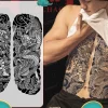 Full Back Chest Herbal Juice Ink Semi-permanent Tattoo Stickers 7-15 Days Long Lasting Temporary Fake Tattoo Totem Men Adult - Image 35