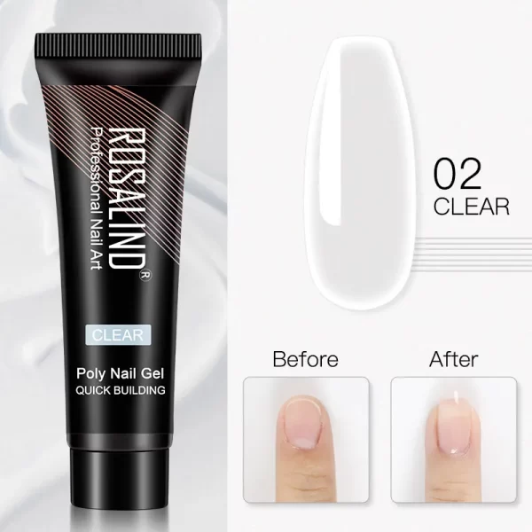 ROSALIND Colorful 15ml Poly Nail Gel Semi Permanent Acrylic Liquid Fast Extension Nail Gel Build Cured with UV/LED Lamp - Image 46