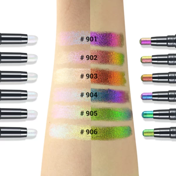 CHARMACY 2 In 1 Multichrome Eyeshadow Sticks High Pigmented Glitter Eyeshadow Waterproof Eye Shadow Pen Metallic Makeup 6 Color - Image 5