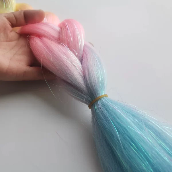 Jumbo Braids Ombre Braiding Hair Add Tinsels Sparkly Braiding Hair Colorful Synthetic Braiding Hair for Women Girls Kids - Image 6