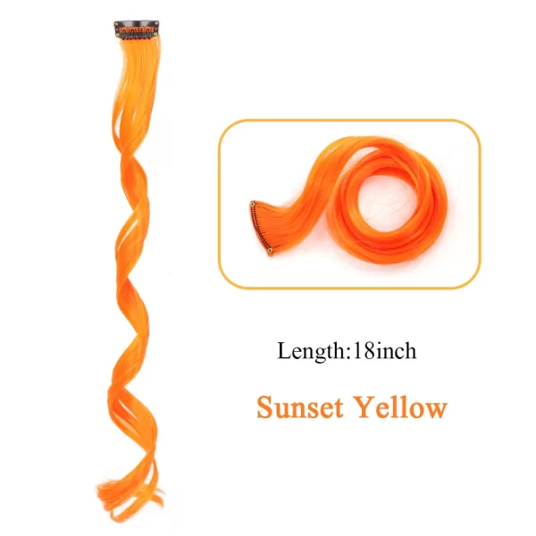 HUAYA Synthetic Long Curly Women Heat Resistant Clip In Hair Extension Hairpiece Gold Grey Purple Pink Red Colorful Extension - Image 9