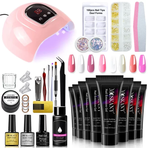 Manicure Set Complete Gel Nail Kit With LED UV Lamp Nail Drill Machine Polygels Kit For Nails Extension Gel Nail Art Kit Tools - Image 12