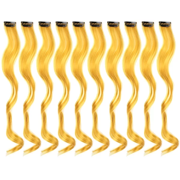 Clip in Hair Extensions,10Pcs/Pack Colored Curly Wave Hair Extensions Party Highlights Long Curly Synthetic Hairpieces for Women - Image 32