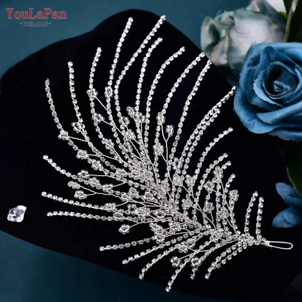 YouLaPan Rhinestone Headpiece for Woman Bridal Headband Wedding Hair Accessories Pageant Tiara Crystal Bride Headdress HP188 - Image 3