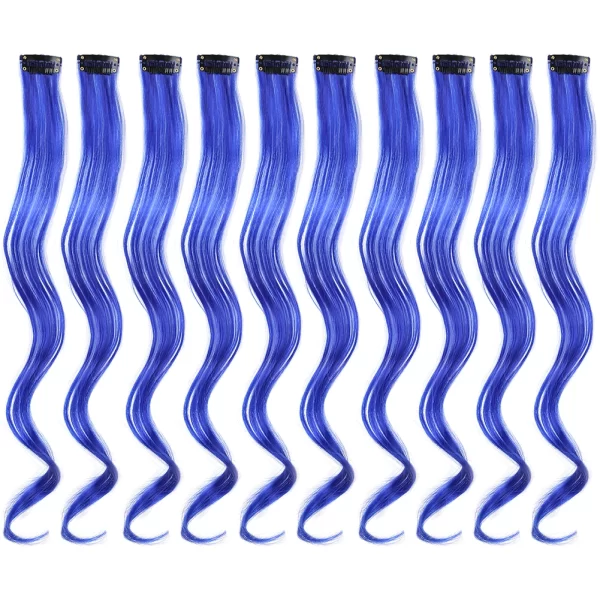 Clip in Hair Extensions,10Pcs/Pack Colored Curly Wave Hair Extensions Party Highlights Long Curly Synthetic Hairpieces for Women - Image 18