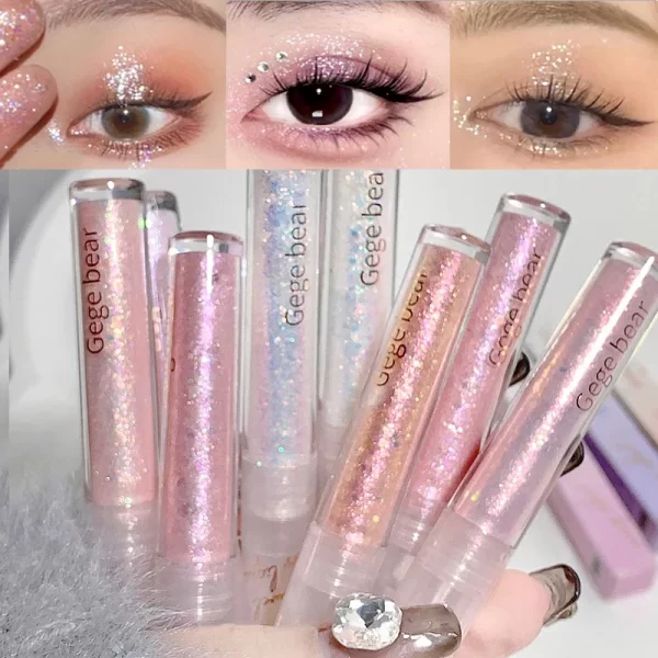 Sparkling Liquid Eye Shadow Lying Silkworm Highlighter Waterproof Pearl Sequins High-gloss Brightening Glitter Eyeshadow Stick - Image 2