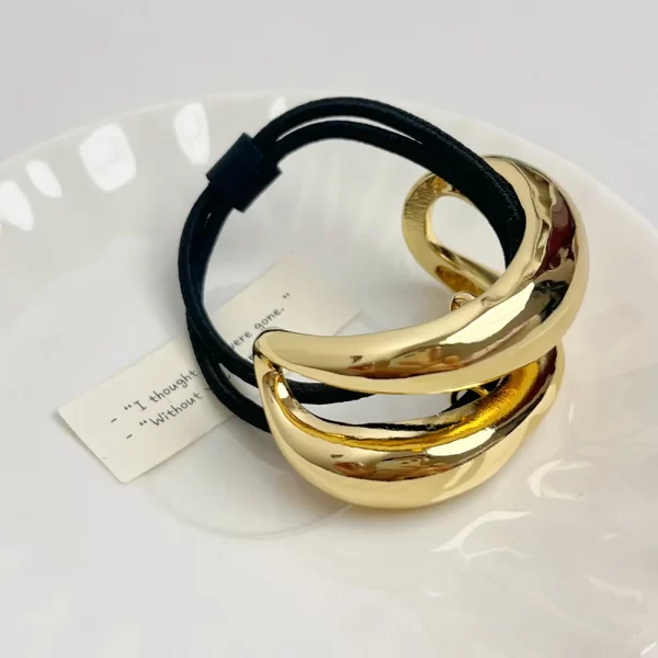 European and American style simple U-shaped alloy ponytail headband high elastic rubber band hairband low ponytail hairband fema - Image 6