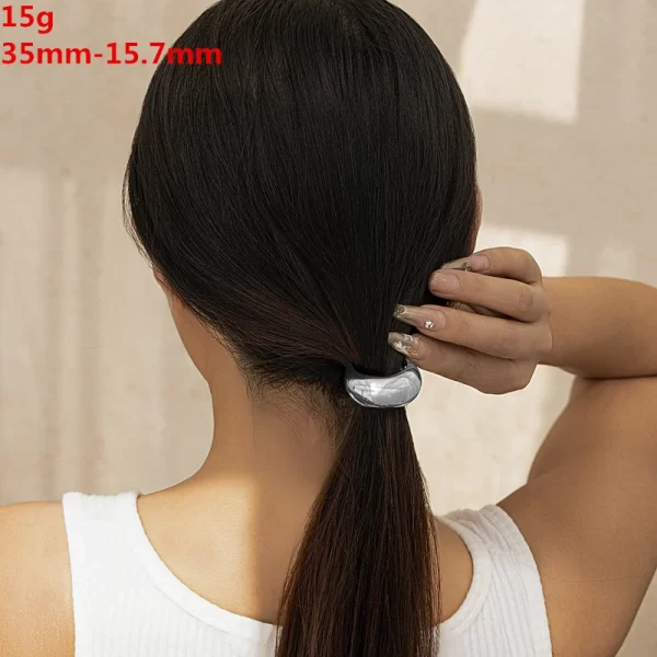 European and American style simple U-shaped alloy ponytail headband high elastic rubber band hairband low ponytail hairband fema - Image 10