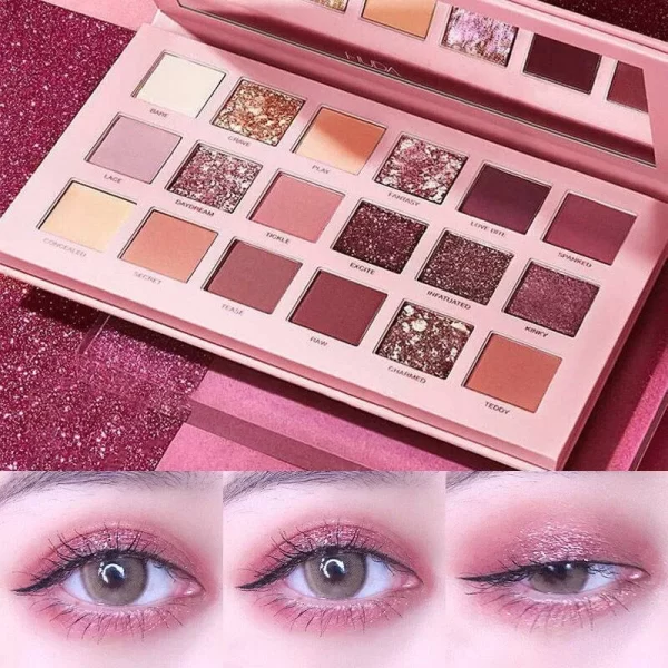 18 Colors Glitter Eyeshadow Palette With Makeup Mirror Pearlescent Matte Shimmer Pigment Nude Long Lasting Eye Shadow Makeup - Image 6
