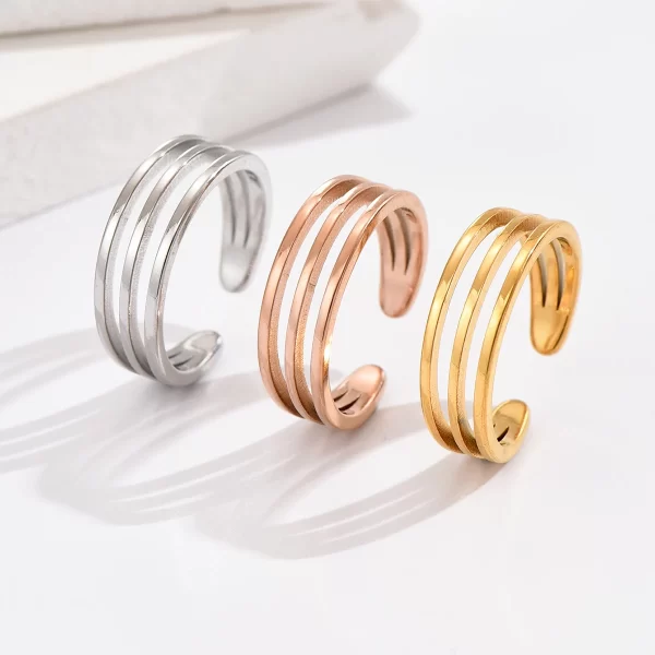 3Pcs Stainless Steel Simple Foot Ring Adjustable Opening Toe Ring for Women Girl Man Summer Beach Vacation Jewelry Finger Ring - Image 2
