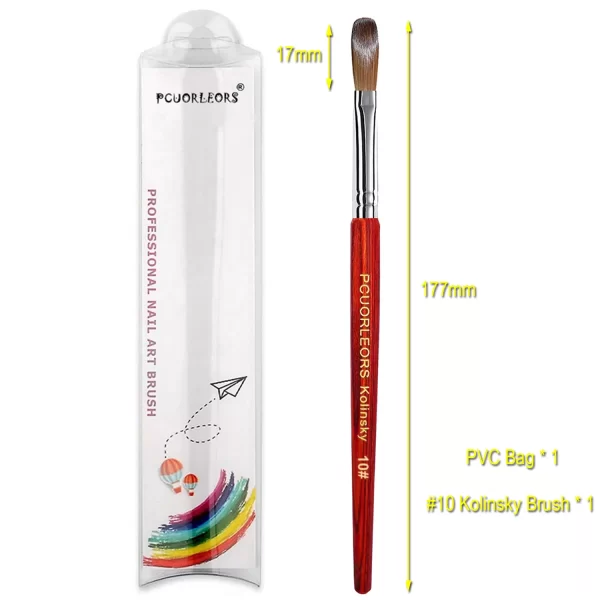 UsiDaer Kolinsky Nail Brush Acrylic with Red Round Wooden Handle and 100% Kolinsky Sable Hair for Crystal UV Gel Painting - Image 16