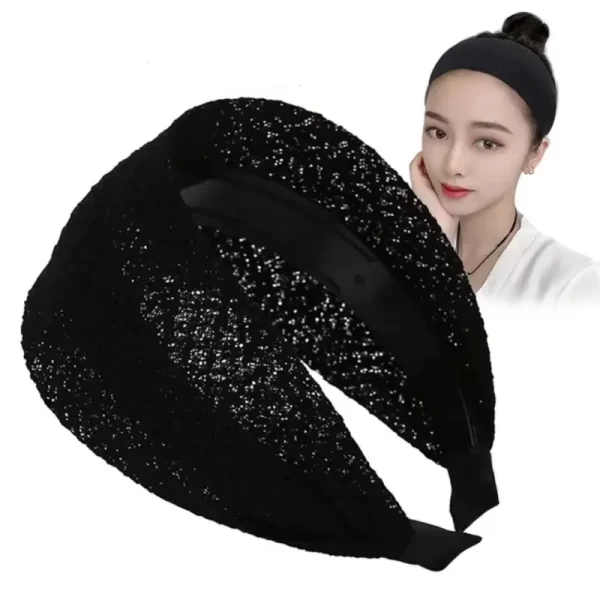 Fashionable Wide Lace Headband Anti-Slip Design Stylish Wide Embroidered Border  Women's Knitted Hair Accessories Elegant Style - Image 4