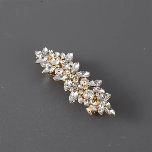 Luxury Rhinestones Faux Pearl Spring Clip Women Elegant Crystal Leaf Flower Hairpins For Bridal Wedding Headdress Accessories - Image 8