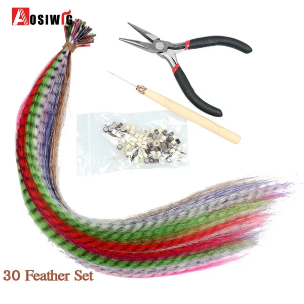 Synthetic 18" Feathers Hair Clip in One Piece Hair Extension DIY Colorful Hairpiece For Fashion Beautiful Girls - Image 7