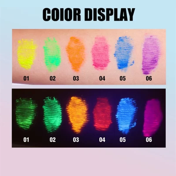 Fluorescence Mascara Waterproof No Blooming Fast Dry Colorful Neon Eyelashes Curling Yellow Blue Lengthens Eye Lashes Cosmetics - Image 5