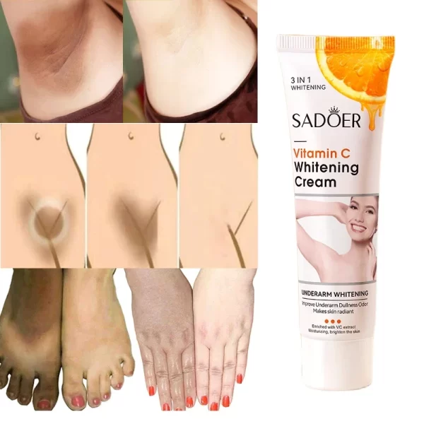 Vitamin C Brighten Cream Bleaching Armpits Elbows Knees Brightening Skin Cream Moisturizing Body Lotion Cream Lightening Melanin - Image 2