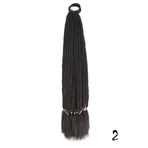 Synthetic Colored Braided Ponytail Hair Extension 60CM Elastic Rubber Band Braiding Ponytail Hair Extensions For Girls - Image 30