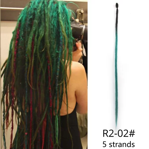 5strands Dreadlocks Hair Extensions Synthetic Faux Locs Crochet Hair Braids Hip-hop Knotless Hook Ombre Braiding African Tribe - Image 43