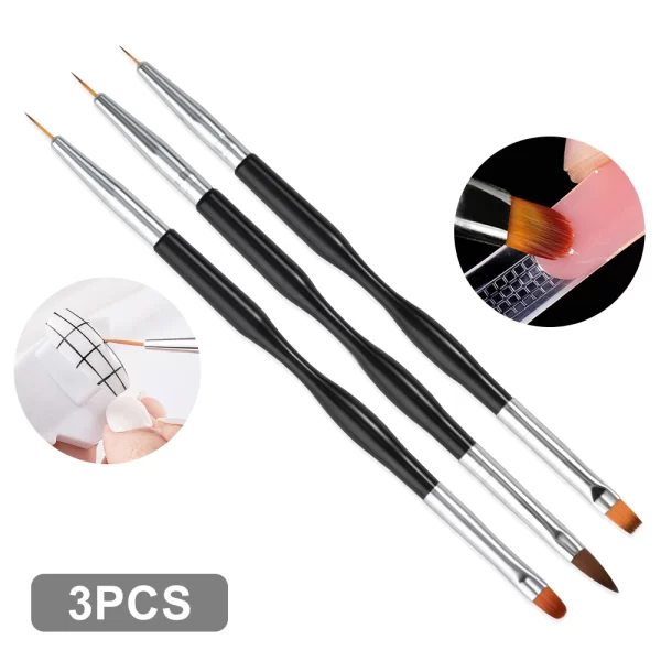 3Pcs Acrylic Nail Brush Set #8/10/14 Professional Acrylic Powder Extension Nail Brushes Nail Art 3D Carving Manicure Salon Tools - Image 11