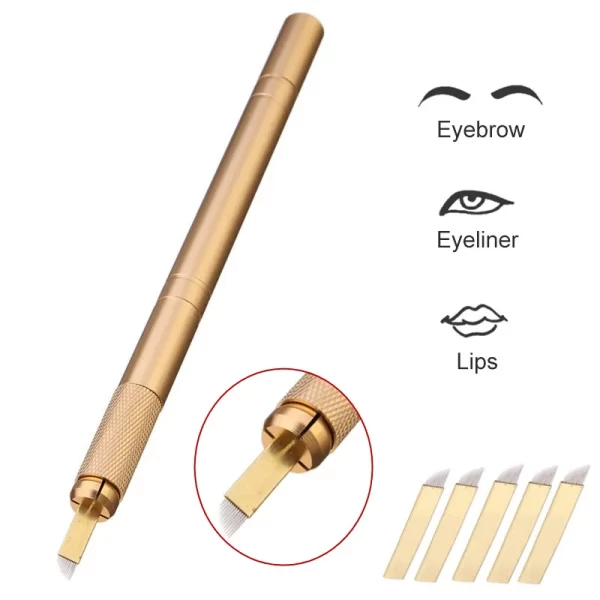 Profession Manual Pen Blade Needles Tattoo Pen Eyebrow Lip Eye for Permanent Makeup 3D Microblading Pen+5pcs Needle - Image 3