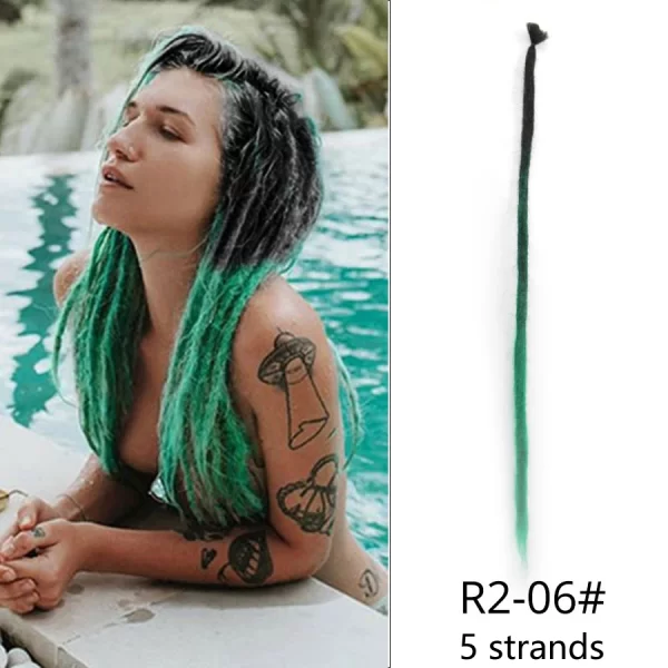 5strands Dreadlocks Hair Extensions Synthetic Faux Locs Crochet Hair Braids Hip-hop Knotless Hook Ombre Braiding African Tribe - Image 11