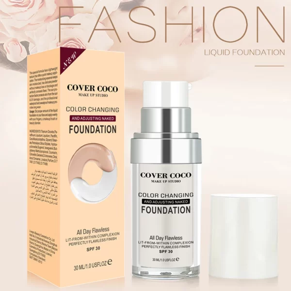 Cover Coco Long Lasting Concealer Liquid Foundation Skin Color Liquid Foundation Light and Transparent Moisturizing Cream - Image 3