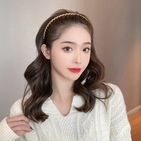Elegant Solid Color Wave Hairbands For Women Trendy Toothed Non-slip Hair Combs Hair Accessories Girl Face Wash Sports Headbands - Image 3