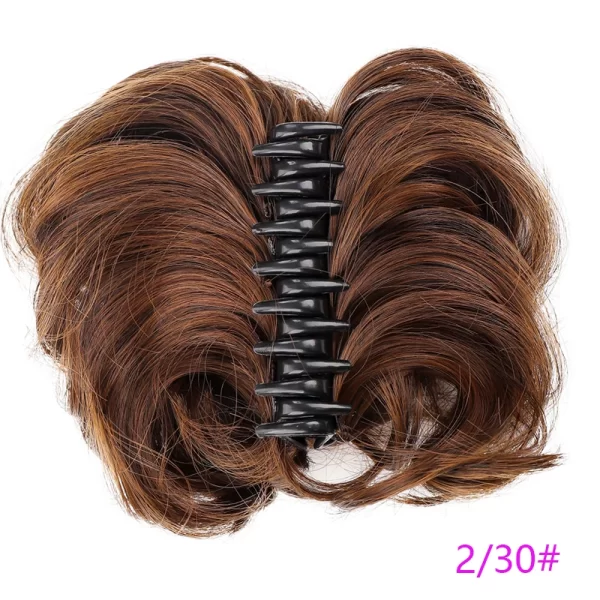 Women's Hair Bun Synthetic Bands Short Curly Chignon Hairpins Claw In Hairpieces for Fake False Hair Scrunchy Black Brown - Image 7