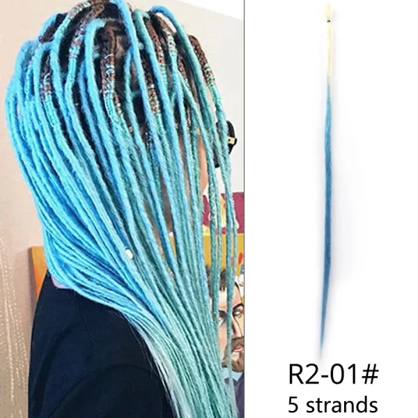 5strands Dreadlocks Hair Extensions Synthetic Faux Locs Crochet Hair Braids Hip-hop Knotless Hook Ombre Braiding African Tribe - Image 45