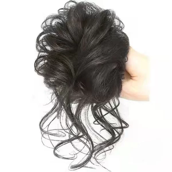 Messy Synthetic Hair Bun Scrunchy Donut Wavy Updo Elastic Scrunchie Wig Hair Rings Bridal Hairpiece Easy Bun Updos for Women - Image 4