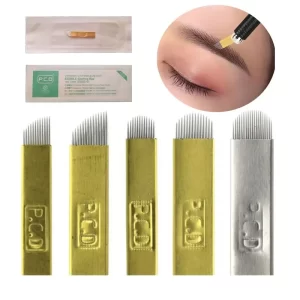 50pcs 12/14/19 Pin PCD Microblading Blades Tebori Piercing Needle for Permanent Makeup PMU Machines