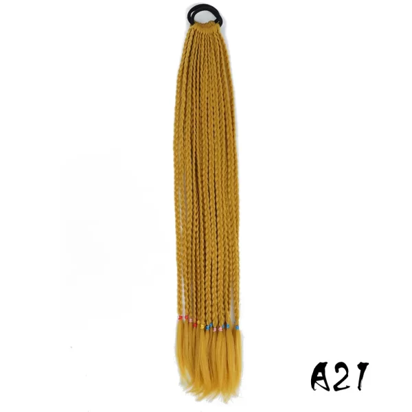Synthetic Colored Braided Ponytail Hair Extension 60CM Elastic Rubber Band Braiding Ponytail Hair Extensions For Girls - Image 21