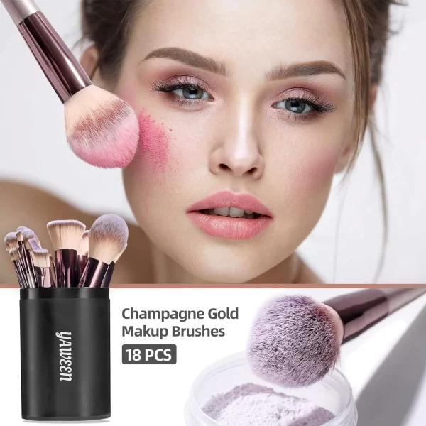 Makeup Brush Set 18 Pcs Premium Synthetic Foundation Powder Concealers Eye shadows Blush Make-up for Women with Black Case - Image 3