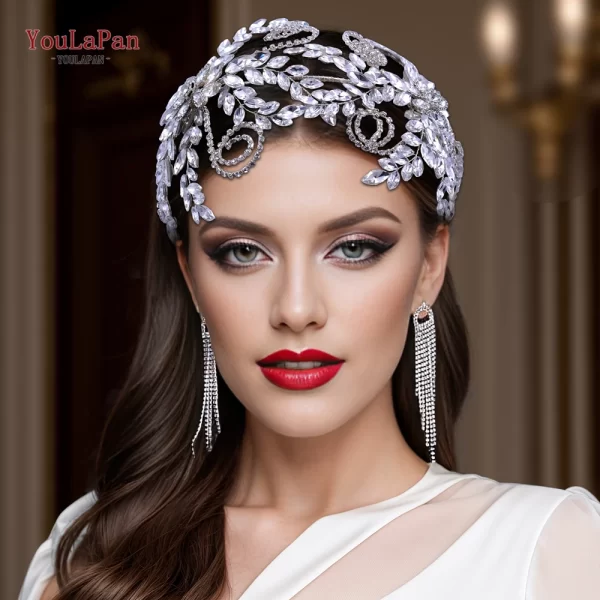 YouLaPan Crystal Headbands for Women Wedding Bride Headband Hair Accessories Pageant Crown Flower Bridal Headdress Tiara HP443 - Image 4