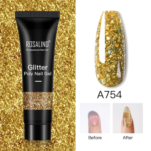 ROSALIND Multicolor Poly Nail Polish Gel Acrylic Extension Gule Profession Semi Permanent Resin Art Crystal Nail Glue 15ML/30ML - Image 18