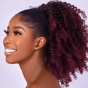 Synthetic Afro Puff Drawstring Ponytail Extension for Black Women Short Afro Curly Clip On Kinky Drawstring Bun (1B#)