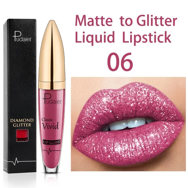 18 Colors Glitter Lip Gloss Waterproof Long Lasting Diamond Matte To Shimmer Metallic Liquid Lipstick Women Lips Makeup Cosmetic - Image 6