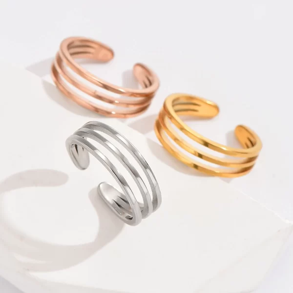 3Pcs Stainless Steel Simple Foot Ring Adjustable Opening Toe Ring for Women Girl Man Summer Beach Vacation Jewelry Finger Ring - Image 3
