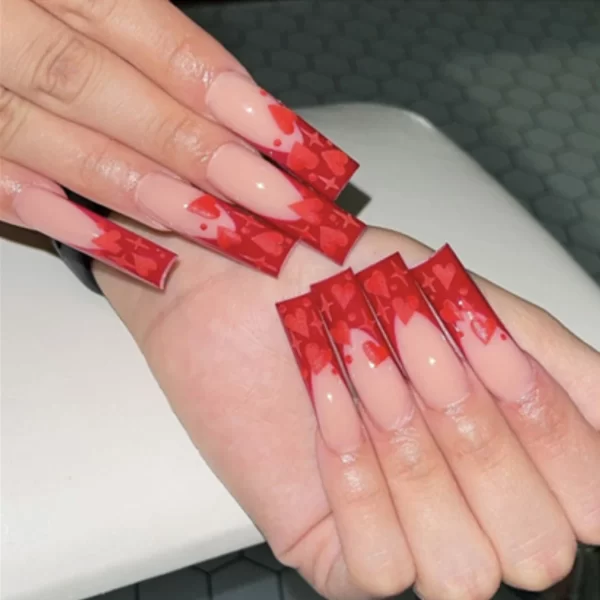 24Pcs/Set Super Long Square French Ballet Geometry AB Diamond Bow Decoration Full Coverage Wearable Fake Nail Press on Nail Art - Image 15