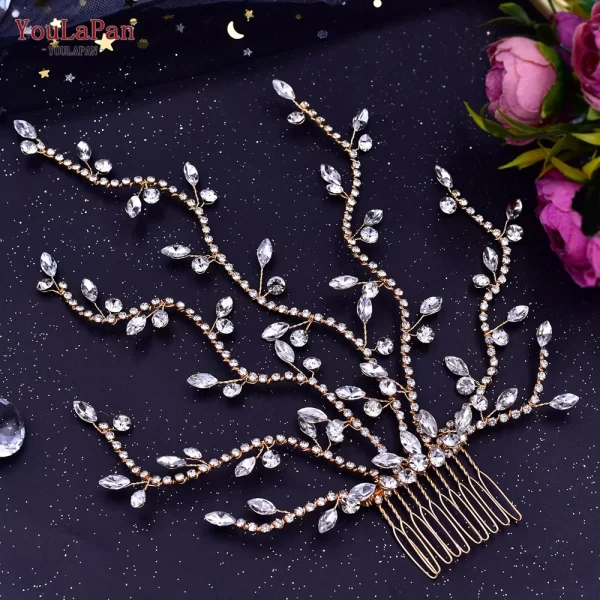 YouLaPan HP481 Crystal Wedding Comb Bridal Hair Clips Headdress Bridesmaid Women Headpiece with Comb Prom Hair Ornament Headwear - Image 6