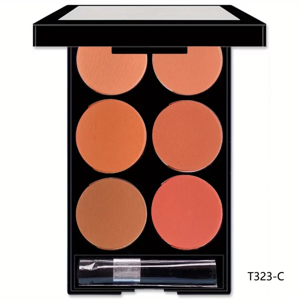 6 Colors Blush Contour Compact Makeup Delicate Skin-Friendly Brightening Skin Color Highlight Matte Contour Highlighter Palette - Image 7