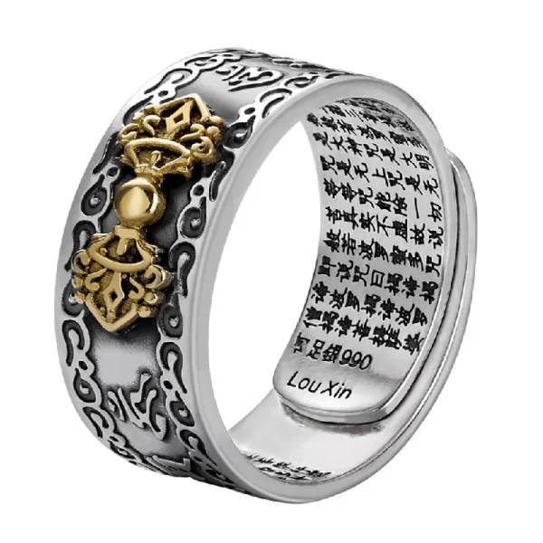BOCAI S990 Sterling Silver Rings New Fashion Heart Sutra  Six-character Mantra PiXiu Flying Loong Argentum Jewelry Free Shipping - Image 6