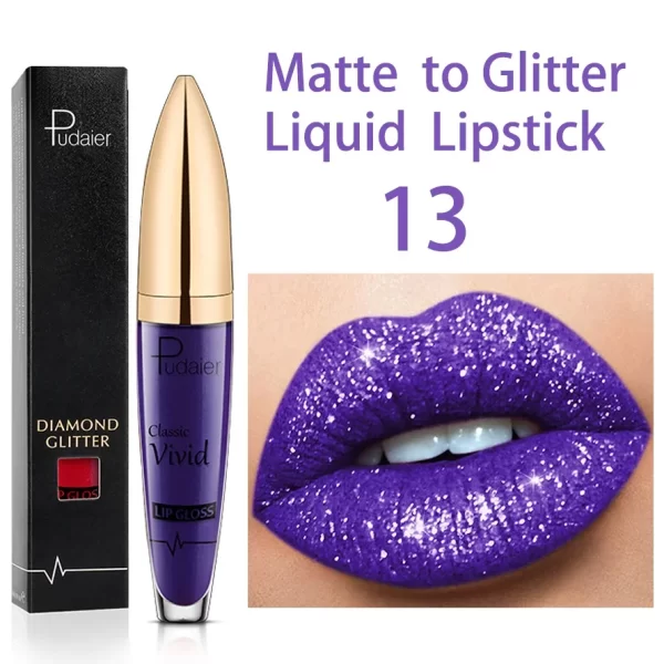 18 Colors Glitter Lip Gloss Waterproof Long Lasting Diamond Matte To Shimmer Metallic Liquid Lipstick Women Lips Makeup Cosmetic - Image 15