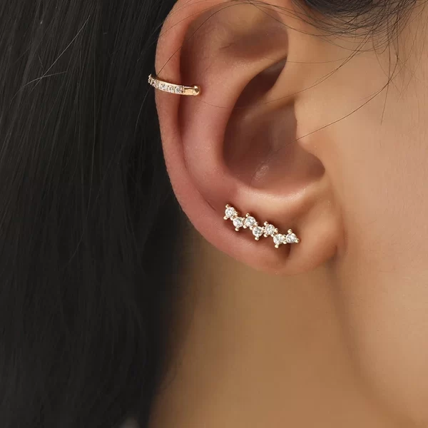 Cartilage Conch Fake Without Piercing Cuff Earring Earcuff Wrap Rock No Women Crystal Clip Ear Adjustable - Image 6
