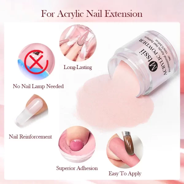 Nail Crystal Powder Kit Acrylic Liquid With Brush Pink White Acrylics For Nails Extension Carving Professional nail equipment - Image 4